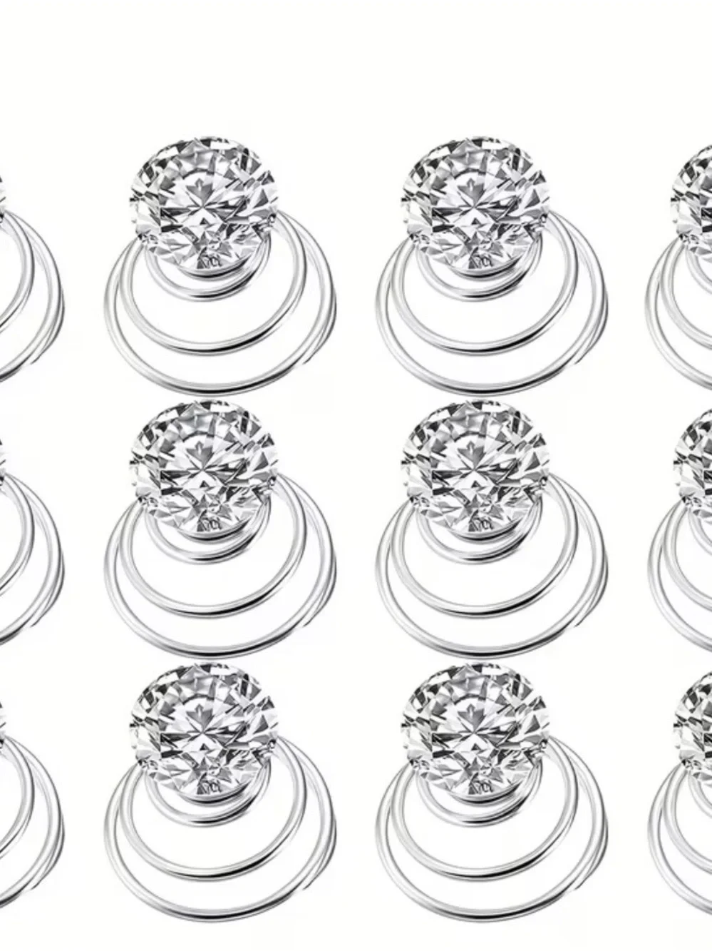 Classic Crystal Stud Drop Earrings - Silver